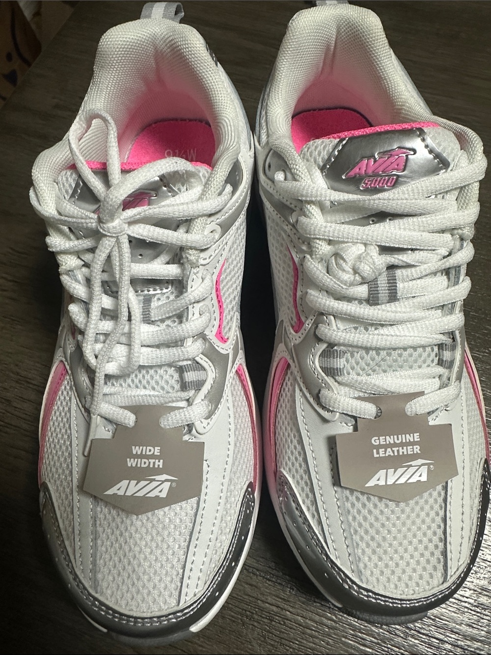 Avia White Pink Athletic Sneakers with Silver Accents